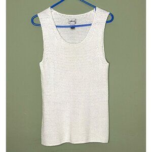 Chicos 1 Knit Sleeveless Sweater Tank Cotton Blend Preppy Layering White